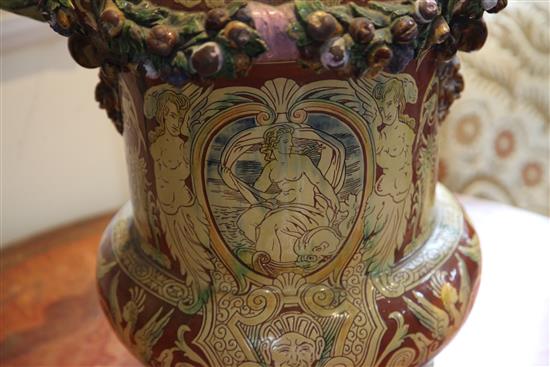 A large Renaissance revival two handled jar, late 19th century, 57cm